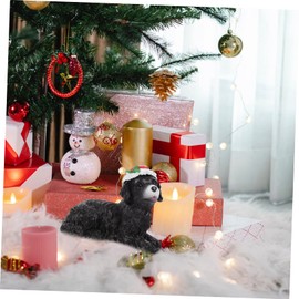 LABRIMP 1pc Santa Hat Dog Ornament Dog Model Christmas Dog Statue Christmas Labrador Figure Little Dog Decor Christmas Party Favors Dog Sculptures Christmas Dog Figurines Resin Black