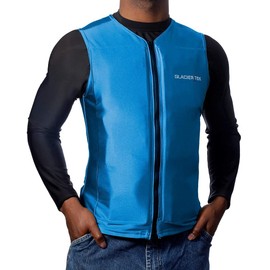 Glacier Tek Flex Cooling Vest, 12 Cool Packs, Recharge packs in 30 Minutes, Blue Medium (Chest Size 36-38)