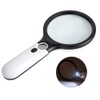 Magnifying Glass Handheld Loupe with 3 LED Lights : 2 Types of Lenses, Diameter 3.0 inches (75 mm), Portable