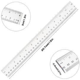 4 Pack 12+6-Inch Straight Rulers,Clear Plastic Ruler, Suitable for Student School and Office Drawing Measuring Tools, Kids Ruler, Standard Ruler, Centimeter and inch Ruler, Small Rulers