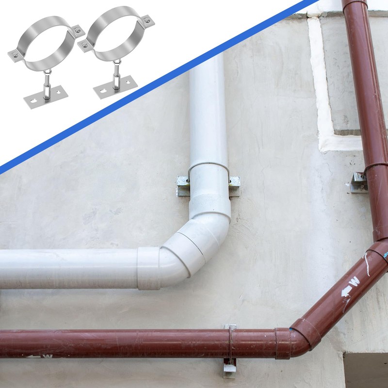 2 PCS 4 Inch Heavy Duty Adjustable Pipe Bracket, Galvanized