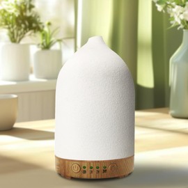 Vasysvi Essential Oil Diffuser Humidifiers, Aromatherapy Diffusers, Ceramic Essential Oil Diffuser, 7 Color LED Lights Auto Shut-Off, 4 Timer Mode for Office and Room 100ML White