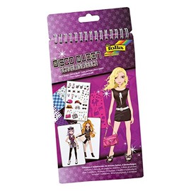 folia 41103 - Schablonenbuch Disco Queen, Block mit 36 Malvorlagen, 5 Schablonen und 3 Stickerbögen - ideal für Mädchen