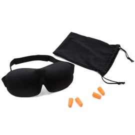 Zollner24 Schlafmaske 3D mit 2 Paar Ohrstöpsel und Aufbewahrungsbeutel, schwarz