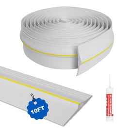 DGSL Universal Garage Threshold Seal Strip with Sealants/Adhesive, 10FT Waterproof Garage Door Bottom Rubber, DIY Garage Door Weather Stripping Replacement, White