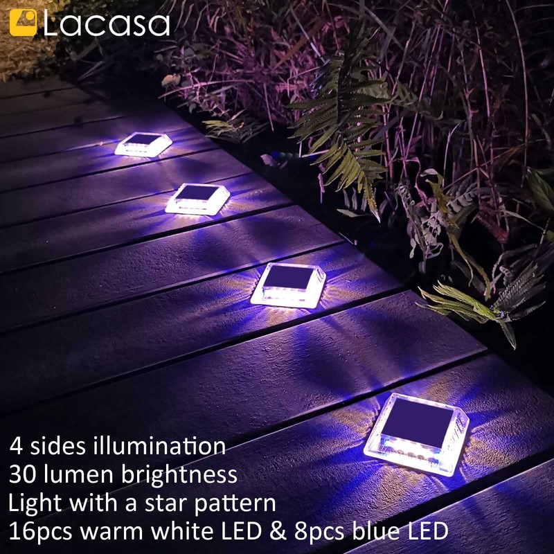 Lacasa Outdoor Solar Light, 4 Pack 30LM IP68 Waterproof Solar