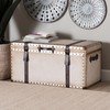 Baxton Studio Nevio Canvas Storage Trunk, Beige/Coffee/Black
