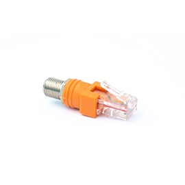 System-S Coaxial Adapter RJ45 Male to F Type Male 50 Ohm Cable in Orange