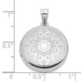 JewelryWeb 925 Sterling Silver Rhodium Plated 20mm Floral Filigree Round Locket-Locket Necklace for Women