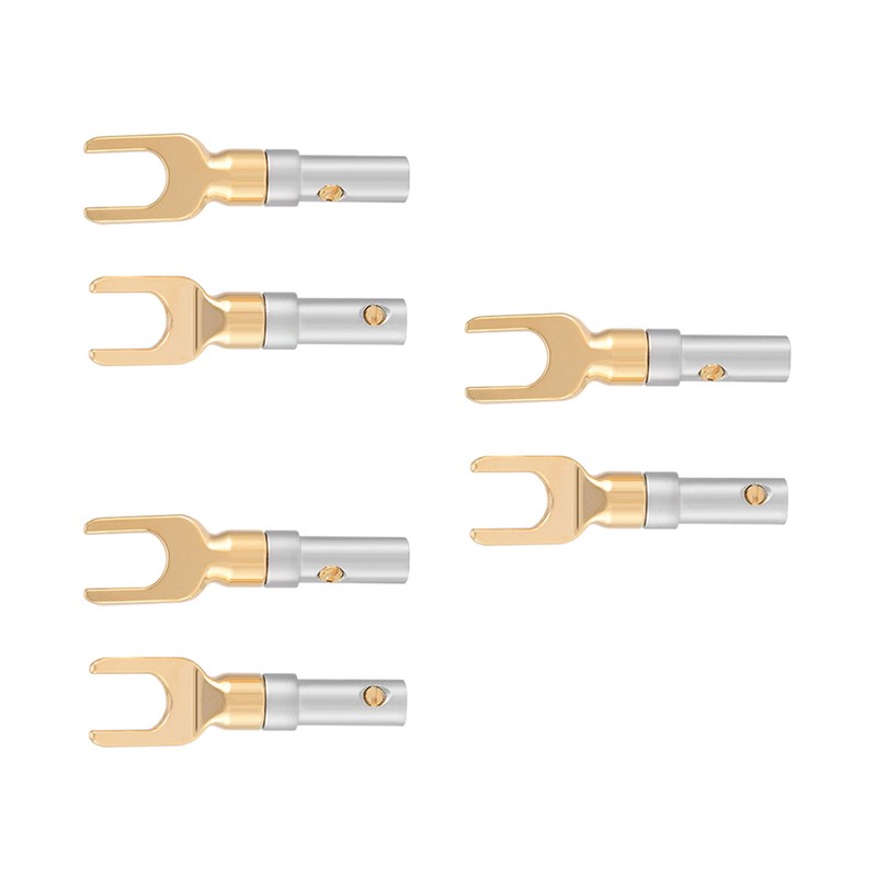 6 Pcs Gold Plated 4mm Banana U Fork Y Spade