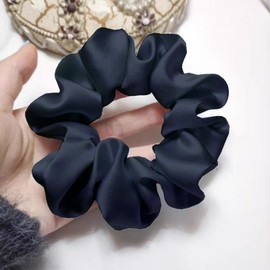 SALE!! 100% Pure Mulberry Silk Hair Scrunchies16 Momme silk scrunchies 100% Silk Hair Scrunchies Silk Hair Ties for Women Girls Curly Thick Thin Hair Women's Black Satin Sleep (1, 04 navy)