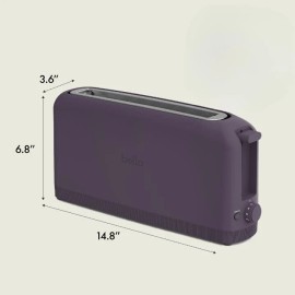 BELLA 2-Slice Slim Toaster, 6 Shade Settings, 10" Slot, 900W – Plum