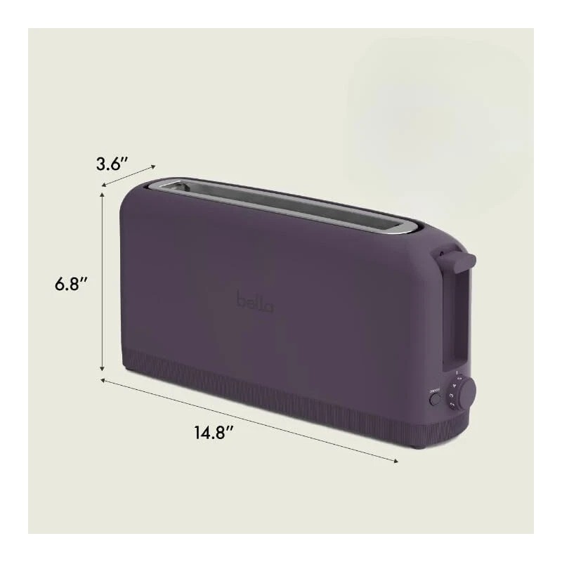 BELLA 2-Slice Slim Toaster, 6 Shade Settings, 10" Slot, 900W