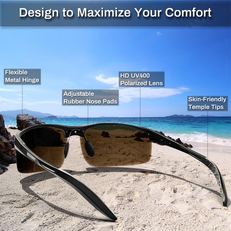 ROCKNIGHT Driving Polarized Sunglasses for Men UV Protection Ultra Lightweight