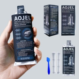 AOJEL S300 Epoxy Glue – Industrial 2-Part Adhesive for Metal, Plastic, Ceramic, Wood & More | Waterproof, High-Temp, No-Drip Bonding Gel | 1.69 oz for DIY, Pipe, Home, Auto Repair