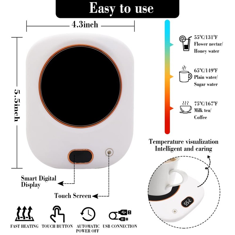 HASAIKA Cup Warmer, Home and Office Drink Warmer with 3