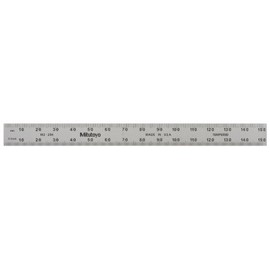Mitutoyo 182-206, Steel Rule, 6"/150mm, (1/50", 1/100", 1mm, 1/2mm), 1/64" Thick X 1/2" Wide, Satin Chrome Finish Tempered Stainless Steel