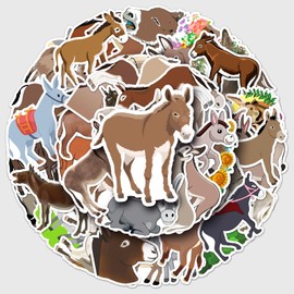 50 Packs Donkey Stickers Water Bottles Laptop Phone Motorcycle Computer Guitar Skateboard Hydroflasks Donkey Vinyl Sticker Waterproof Aesthetic Trendy Decals for Teens Girls Adults