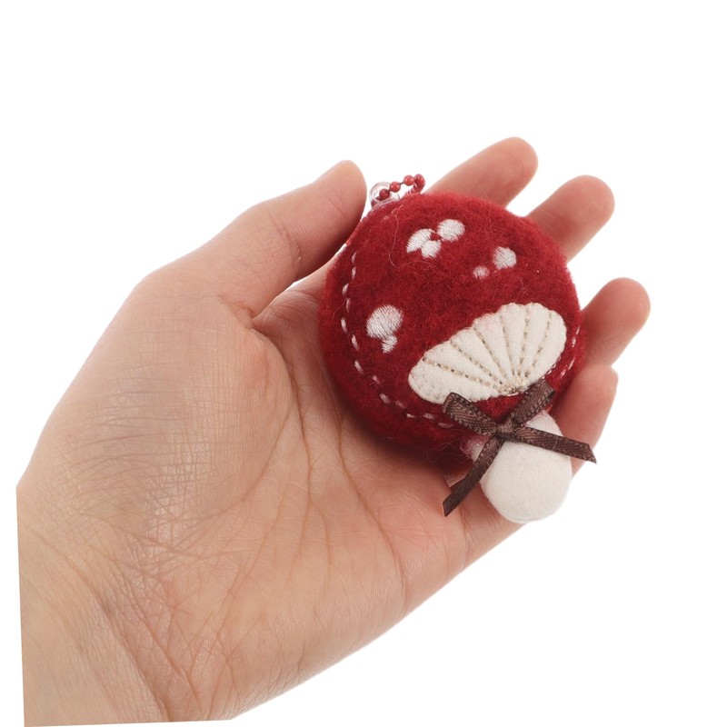 FUNOMOCYA Handmade Mushroom Charm Plush Keychain Decor Car Key Pendant