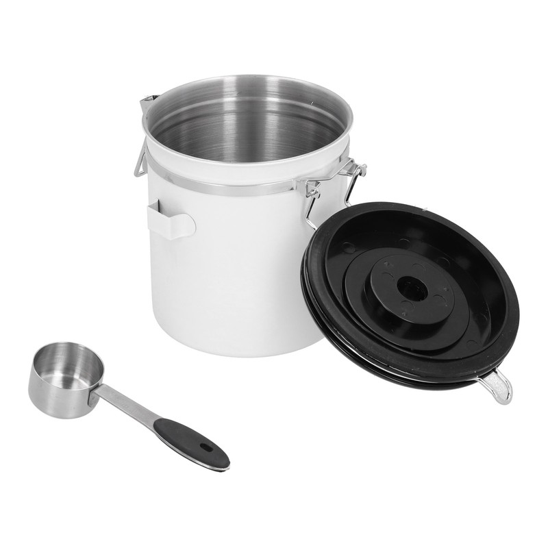 Sealing Container with Spoon Stainless Steel Coffee Beans Canister with