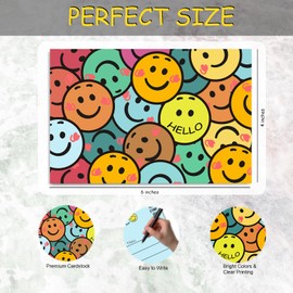 WKGDQSSS 50 Hello Postcards for Mailing Bulk Blank Greeting Cards, 4 x 6 Inch Colorful Smiley Face Post Cards for Kids Adults Teachers Students Assorted Blank Note Cards