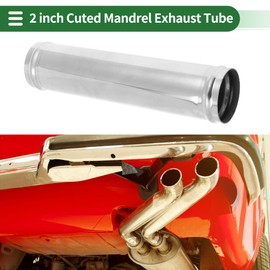 Motoforti Straight Exhaust Pipe Tube with Bead Roll DIY Custom Car Modified Exhaust Pipe Tubing Piping 2" OD 10" End Length T304 Stainless Steel Silver Tone