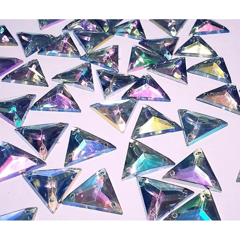 Unbranded CraftbuddyUS 100pcs 16mm Sew On AB Clear Triangle Shape
