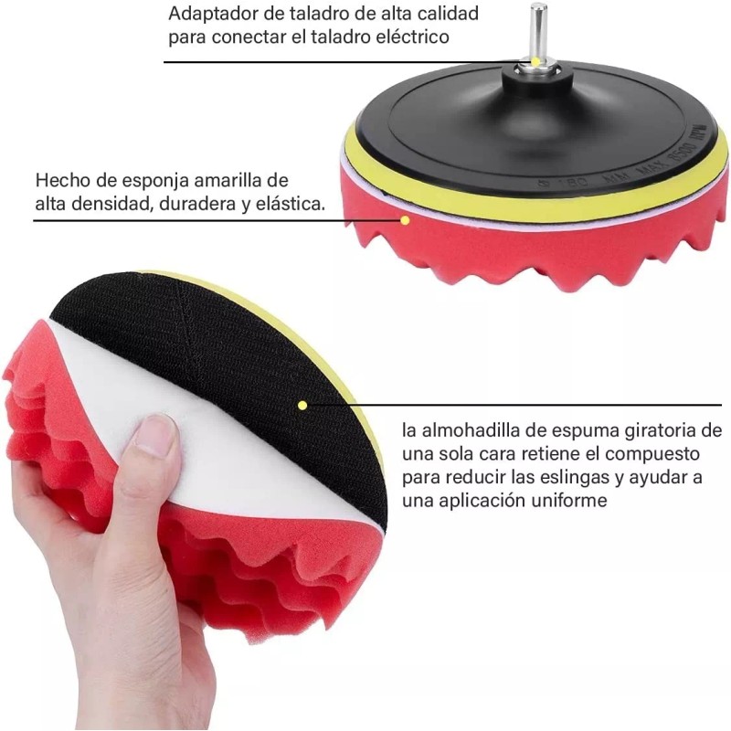 MARZSEFLO Kit Pulido De Esponjas 8 Pzas 5 Pulgadas Almohadilla