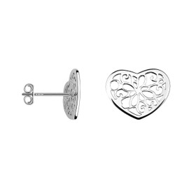 SOFIA MILANI - 20061 Women's Earrings 925 Silver Heart Stud Earrings, Sterling Silver, No Gemstone