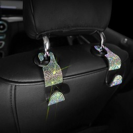 4PCS Bling Car Seat Back Headrest Hooks Hanger Holder Hook for Bag-Iridescent