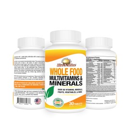 RISE-N-SHINE Whole Food Vegan Multivitamins & Minerals with Over 80 Minerals, Vegetables & More, 30 Count