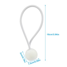 Waziaqoc 50 Pcs Ball Bungee Cords 4 Inch, Tarp Ball Bungee Ties Heavy Duty Canopy Tie Downs for Camping, Cargo, Projector Screen, Tent Poles with UV Resistant (White)