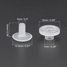 PATIKIL 10mm Chicago Screws, 20 Sets Plastic Chicago Screw Binding Post Screw Rivets Post for Leather Belt Scrapbook Photo Albums, Clear