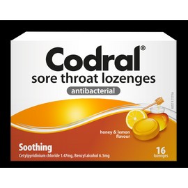 CODRAL Sore Throat Lozenges Honey & Lemon 16 Lozenges