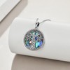 YAFEINI Tree of Life Necklace Sterling Silver Abalone Shell Spiral