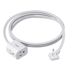 SUPERDANNY Extension Electrica Plana 1.8 Metros, 16AWG 3 Enchufes Multicontacto Pared, Outlet Extender 1625W/13A, Extension Uso Rudo para Hogar Oficina, Blanco