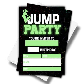 ONDTOM Jump Trampoline Birthday Party Invitations With Envelopes(4" x 6")- 20 Pack - Bounce House Party Invites-c09