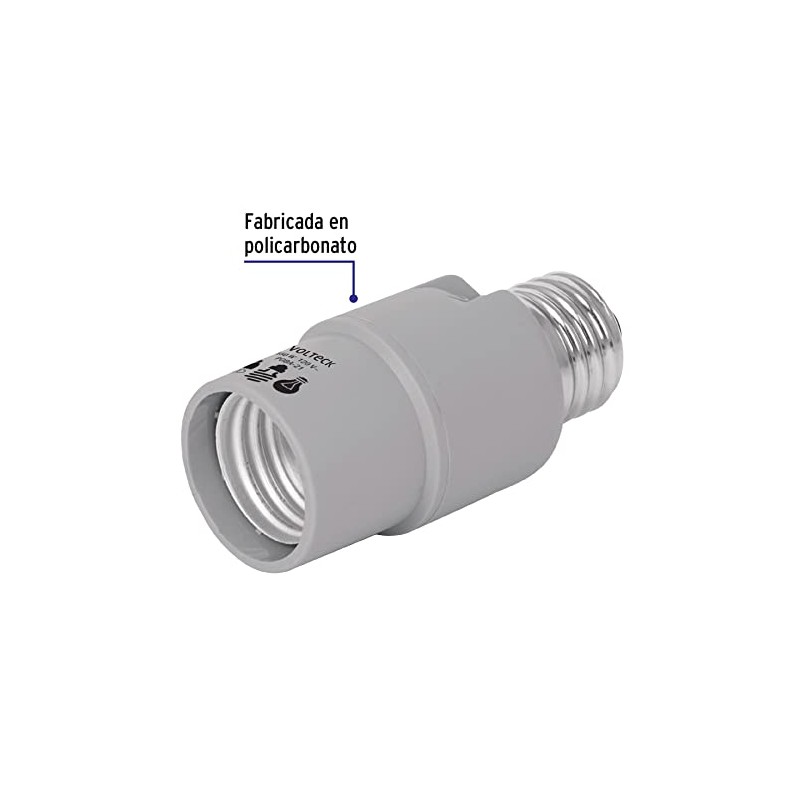Volteck POBA-21, Portalámpara de policarbonato, con sensor de luz, 360°
