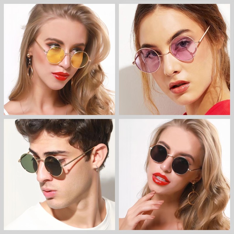 WDZAYXC Retro Classic Round Polarized Sunglasses with Metal Frame for