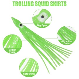 OROOTL Squid Skirts Octopus Skirts Saltwater Trolling Lures Soft Plastic Fishing Lures Glow Octopus Lures Squid Skirt Bait for Sea Bass Salmon Trout Tuna Multicolored 7cm 9cm 11cm