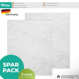 McFilter 2 x flat filters for cooker hood, universal (57 x 47 cm), filter can be cut to size, strong filter performance, 100% compostable, extractor hood filter, made in Germany