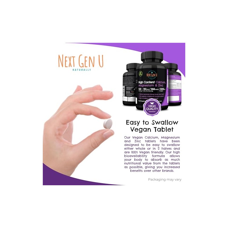 NGU Calcium Magnesium Zinc Essential Mineral Supplement 240 Vegan Caplets