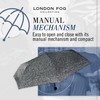 London Fog Mini Rain Umbrella, Manual Folding Umbrella, Windproof, Lightweight