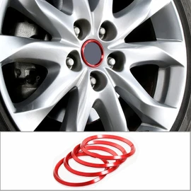 Tosmisy Mazda 3 Wheel Logo Ring, Logo Garnish, Mazda Axela Atenza Logo Ring, Garnish, Exterior Parts, Accessories, All Grade, AXELA ATENZA CX, Aluminum Alloy, Easy Installation, Set of 4 (Red)