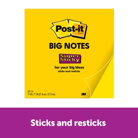 Post-it Super Sticky Big Notes, 11 in x 11 in, 1 Pad, 30 Sheets/Pad (BN11)