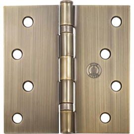 Stone Harbor Hardware 4" Ball-Bearing Door Hinges, Square Corner, Antique Brass, 3-Pack