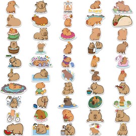 Capybara Stickers for Laptop(100 Pcs),Gift for Kids Teens Adults Girl,Capybara Waterproof Stickers for Water Bottle,Vinyl Stickers for Scrapbook,Journal,Dairy,Skateboard