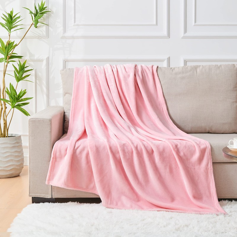 LINENOVA Fleece Throw Blanket for Couch, Sofa, Bed, Soft Lightweight