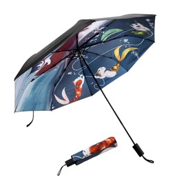 FUN LAVIE Travel Umbrella UV Umbrella Black Rubber Coating Folding Umbrella for Women Men, Black,