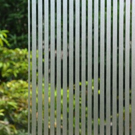 VSUDO Privacy Window Film, Frosted Stripe Pattern Window Tint for Home, Static Cling Window Glass Sticker (30x200 cm)